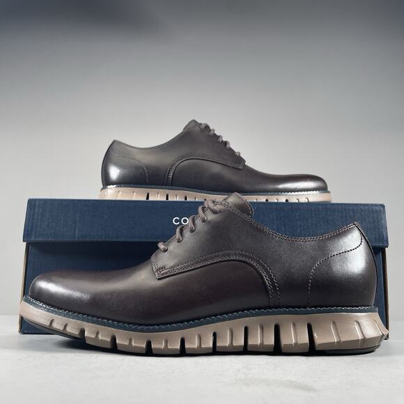 Cole Haan Zerogrand Plaintoe Men’s 9 M Dark Chocolate Leather Casual Oxfords NEW